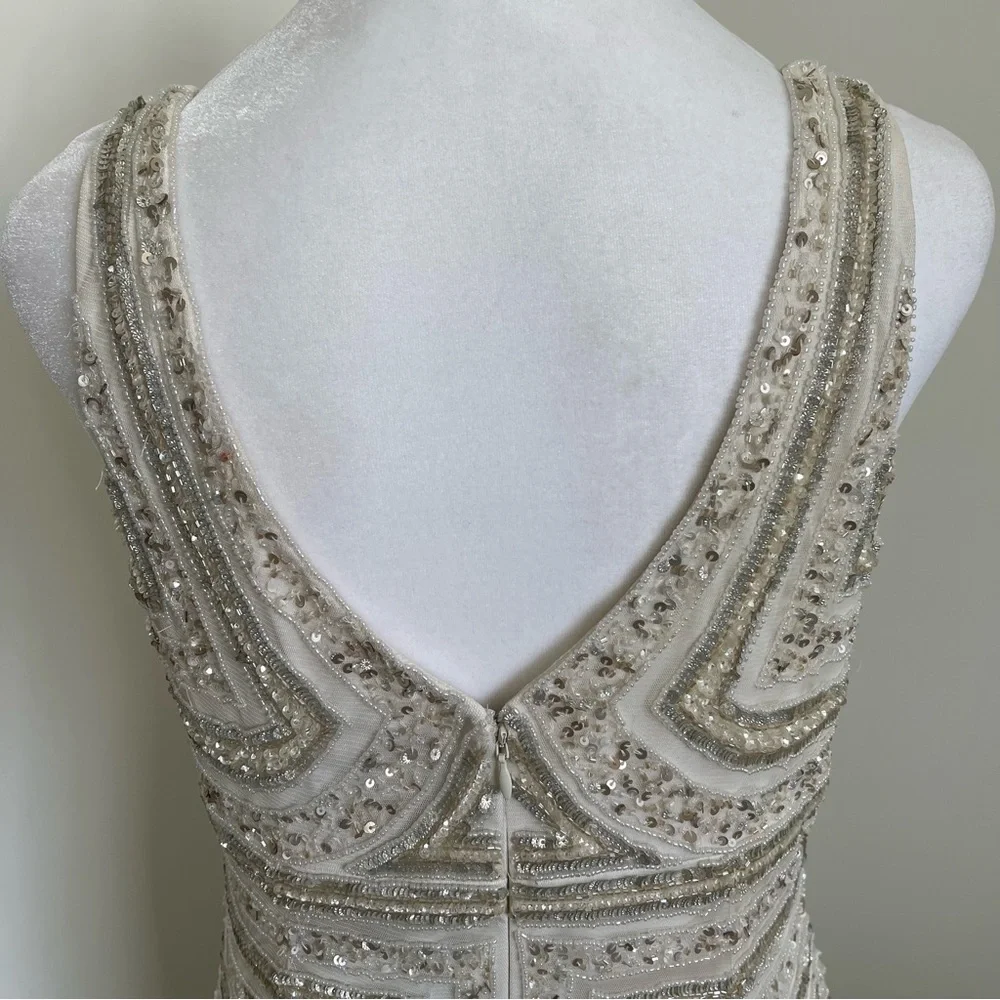 Adrianna Papell Beaded V-Neck Sheath Dress Size 8 NEW - Picture 7 of 15